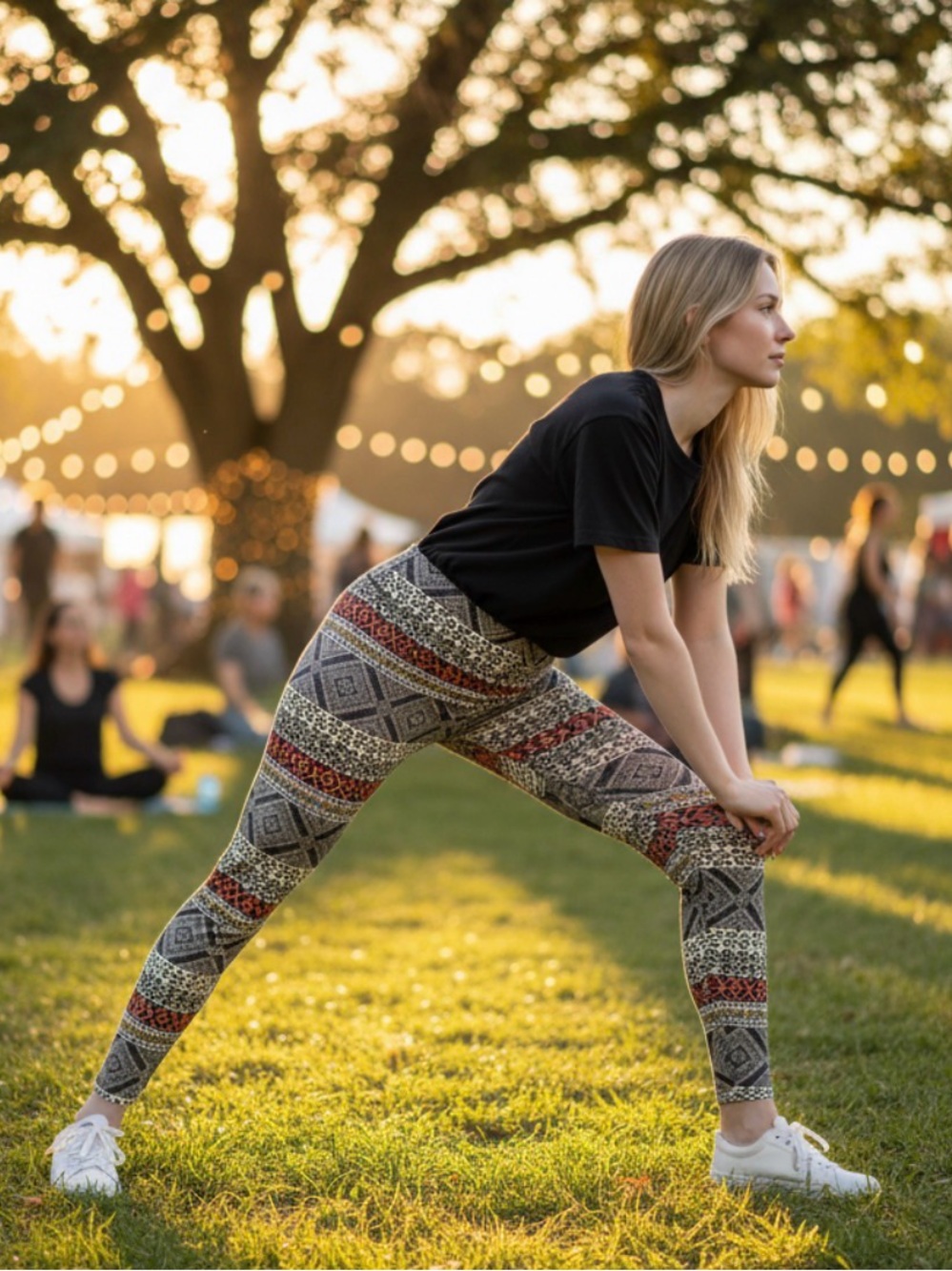 High-Rise Printed Yoga Leggings - Black Multi